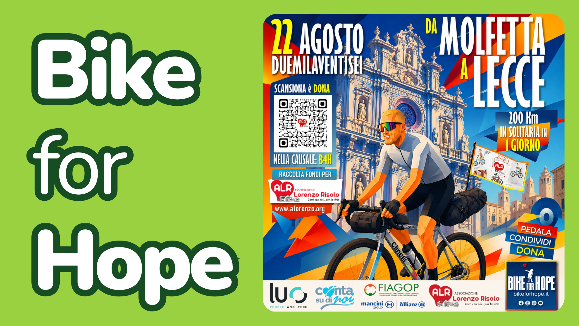 Bike for Hope: 200 chilometri in bicicletta per la solidarietà